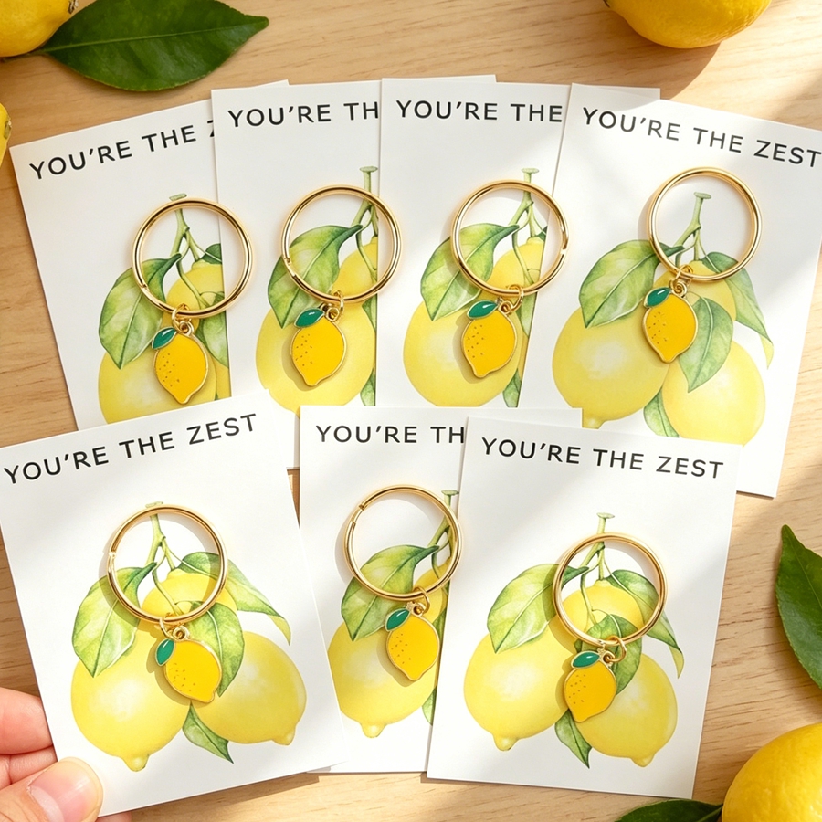 Event Party - 7 Chic Lemon Keychains, Including Positive