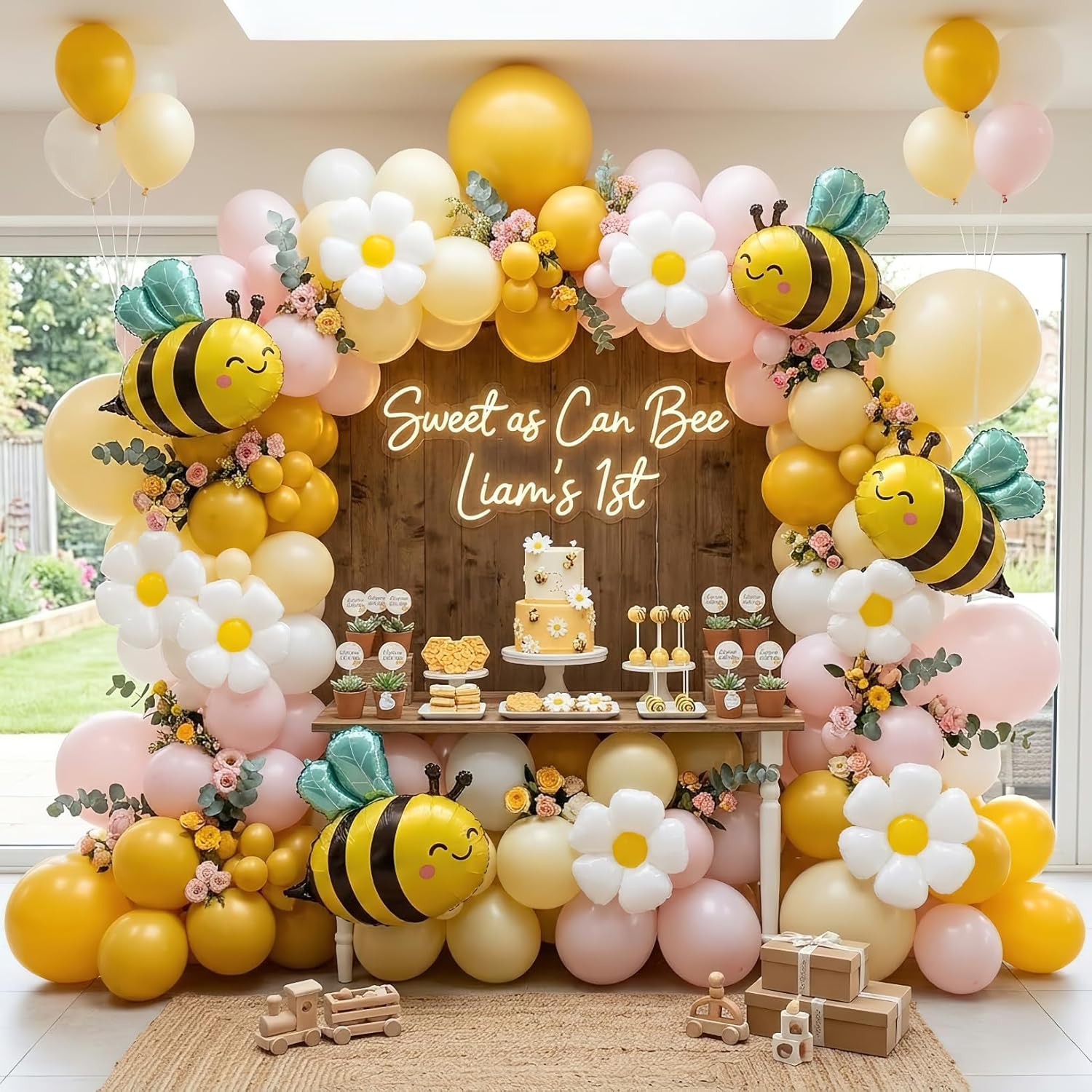 134Pcs Yellow Pink Bee Balloon - Balloon Arch Kit review and price