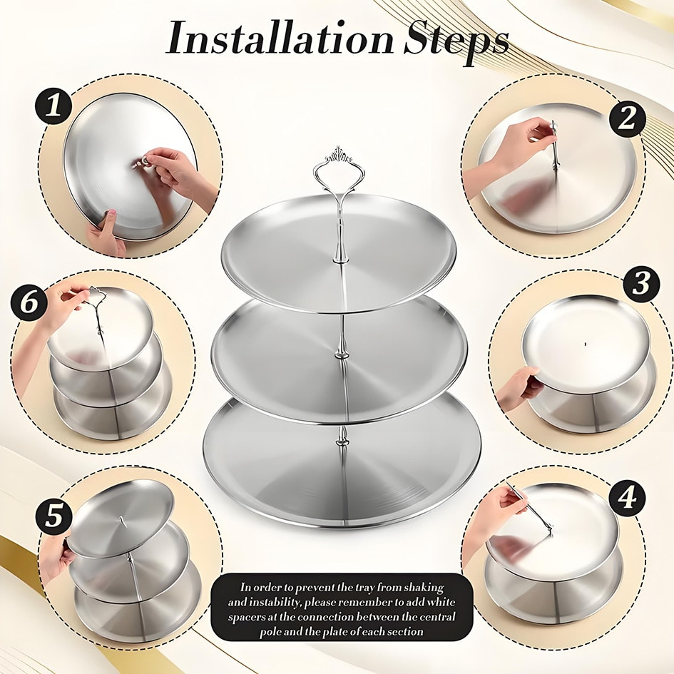 Luxury 3-Tier Gold Cake Stand  - Cupcake Stand Tier review and price