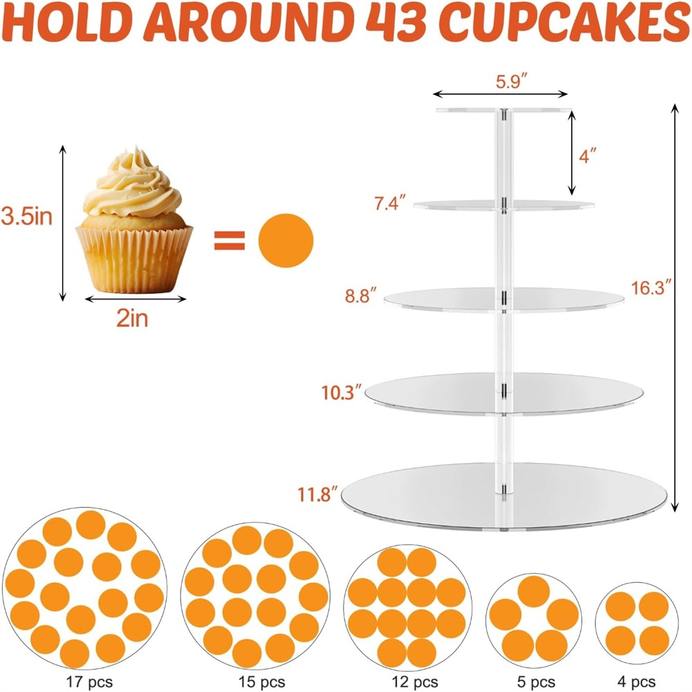 1pack 3/4/5 Tier Acrylic Round - Cupcake Stand Tier review and price
